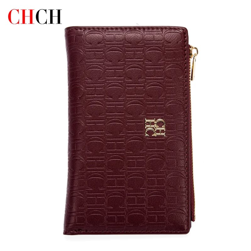 CHCH Women's Wallet Slim Two Fold Clip Blocking with Zipper Coin Pocket