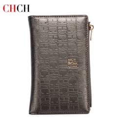 CHCH Women's Wallet Slim Two Fold Clip Blocking with Zipper Coin Pocket