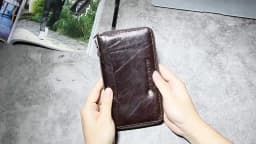 Genuine Leather Men Clutch Wallet  Brand Male Card Holder Long  Zipper Around Travel Purse With Passport Holder 6.5" Phone Case