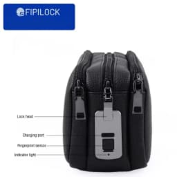 2026 Fiplock Tech Enabled Soft Leather Litchi Grain Finish Smart Anti-Theft Pouch USB Charging Men's Business Briefcase