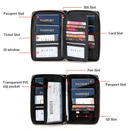 FID Anti-Theft Zipp Passport Holder Multi-Functional Organizer for Passports and Tickets Essential Travel Passport Wallet Unisex