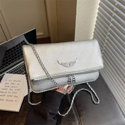 New French Classic Fashion Versatile Chain Inlaid Diamond Crossshoulder Single Shoulder Crossshoulder Wings Female PU Bag