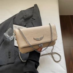 New French Classic Fashion Versatile Chain Inlaid Diamond Crossshoulder Single Shoulder Crossshoulder Wings Female PU Bag
