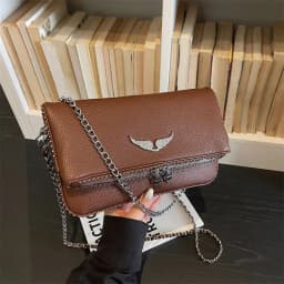 New French Classic Fashion Versatile Chain Inlaid Diamond Crossshoulder Single Shoulder Crossshoulder Wings Female PU Bag