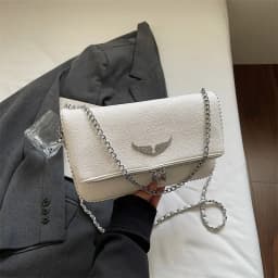 New French Classic Fashion Versatile Chain Inlaid Diamond Crossshoulder Single Shoulder Crossshoulder Wings Female PU Bag