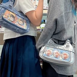 JIAERDI Harajuku Star Ita Bag Women Double Strap Adjustable Clear Leather Tote Purse Subculture Daily Versatile Shoulder Bag Y2K