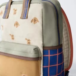 2026 New Cartoon Cute Teddy Bear Embroidered Unisex Backpack Plaid Patchwork Student School Bag Fashionable Casual Backpack