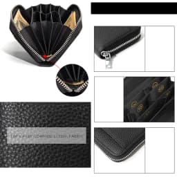 Women's RFID Blocking Card Holder Genuine Leather Japanese Style Multi-Slot Card Wallet Divided Compartment Zipper Coin Purse