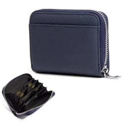 Women's RFID Blocking Card Holder Genuine Leather Japanese Style Multi-Slot Card Wallet Divided Compartment Zipper Coin Purse