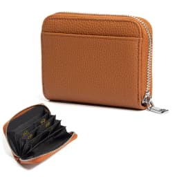 Women's RFID Blocking Card Holder Genuine Leather Japanese Style Multi-Slot Card Wallet Divided Compartment Zipper Coin Purse