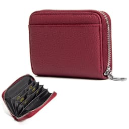 Women's RFID Blocking Card Holder Genuine Leather Japanese Style Multi-Slot Card Wallet Divided Compartment Zipper Coin Purse