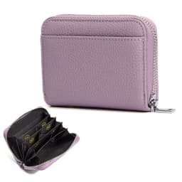 Women's RFID Blocking Card Holder Genuine Leather Japanese Style Multi-Slot Card Wallet Divided Compartment Zipper Coin Purse