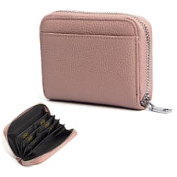 Women's RFID Blocking Card Holder Genuine Leather Japanese Style Multi-Slot Card Wallet Divided Compartment Zipper Coin Purse
