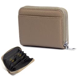 Women's RFID Blocking Card Holder Genuine Leather Japanese Style Multi-Slot Card Wallet Divided Compartment Zipper Coin Purse