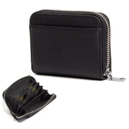Women's RFID Blocking Card Holder Genuine Leather Japanese Style Multi-Slot Card Wallet Divided Compartment Zipper Coin Purse
