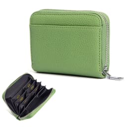 Women's RFID Blocking Card Holder Genuine Leather Japanese Style Multi-Slot Card Wallet Divided Compartment Zipper Coin Purse