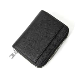 Women's RFID Blocking Card Holder Genuine Leather Japanese Style Multi-Slot Card Wallet Divided Compartment Zipper Coin Purse