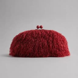 Women Kisslock Faux Fur Furry Clutch Bag Winter Warm Pouch Frame Clasp Bag with Chain Crossbody Dark Grey Red Yellow