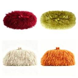 Women Kisslock Faux Fur Furry Clutch Bag Winter Warm Pouch Frame Clasp Bag with Chain Crossbody Dark Grey Red Yellow