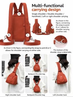 Women's Lightweight Mini Backpack, Oxford Cloth Chest Bag with Anti-theft Function, Simple Stylish Versatile Convertible Daypack