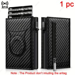 Rfid Credit Card Holder Men Wallets For Apple Airtag Carbon Fiber Bank Cardholder Case Small Smart Minimalist Wallet For Air Tag