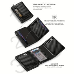 Rfid Credit Card Holder Men Wallets For Apple Airtag Carbon Fiber Bank Cardholder Case Small Smart Minimalist Wallet For Air Tag