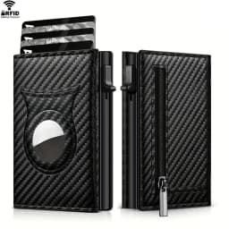 Rfid Credit Card Holder Men Wallets For Apple Airtag Carbon Fiber Bank Cardholder Case Small Smart Minimalist Wallet For Air Tag