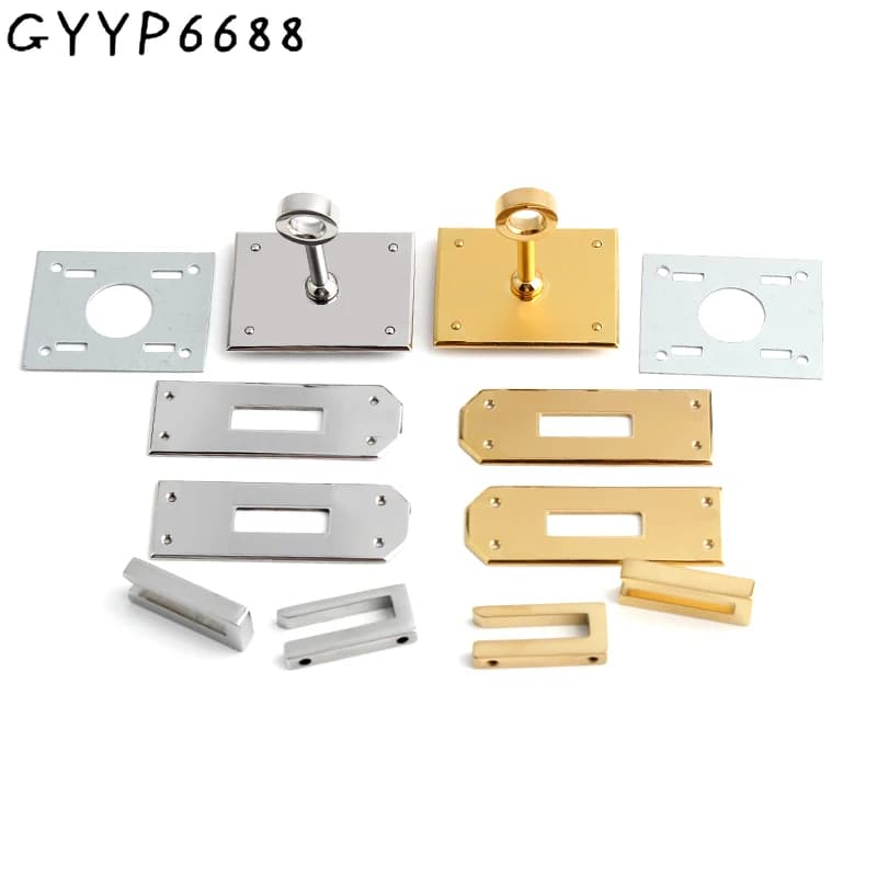 1-5Sets Gold,Silver Stainless Steel Rectangle Eyelets Hanger Clasp Locks For Women DIY Handbags Shoulder Purse Bags Accessories