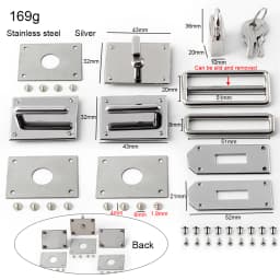 1-5Sets Gold,Silver Stainless Steel Rectangle Eyelets Hanger Clasp Locks For Women DIY Handbags Shoulder Purse Bags Accessories