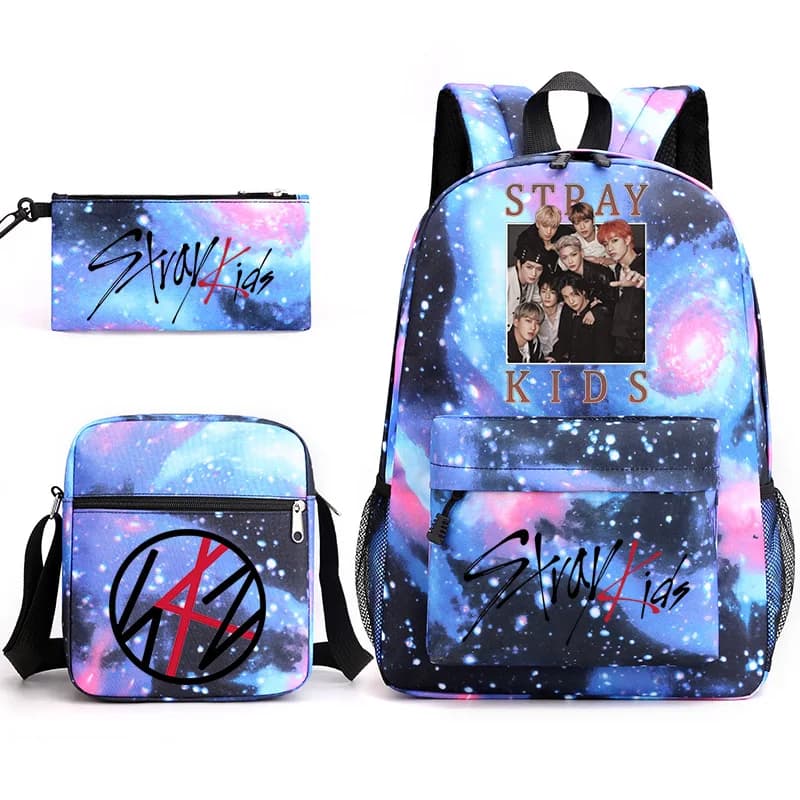 Kpop StrayKids Backpack Schoolbag Shoulder Bag Pencil Case Gift for Kids Students