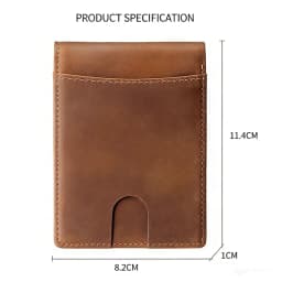 Men's Vintage Crazy Horse Leather Wallet Rfid Blocking Short Bifold Genuine Full Grain Cowhide Anti-Theft Card Holder Purse