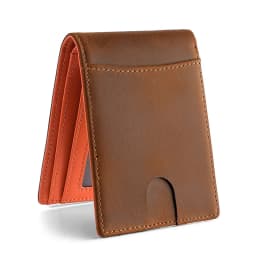 Men's Vintage Crazy Horse Leather Wallet Rfid Blocking Short Bifold Genuine Full Grain Cowhide Anti-Theft Card Holder Purse