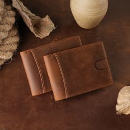 Men's Vintage Crazy Horse Leather Wallet Rfid Blocking Short Bifold Genuine Full Grain Cowhide Anti-Theft Card Holder Purse