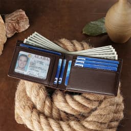 Men's Vintage Crazy Horse Leather Wallet Rfid Blocking Short Bifold Genuine Full Grain Cowhide Anti-Theft Card Holder Purse