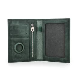 Genuine Cow Leather Passport Holder Travel Wallet with Airtag Case Anti-lost Pocket Pen Card Holder RFID Blocking Passport Cover