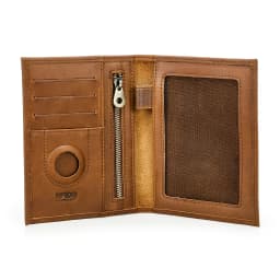 Genuine Cow Leather Passport Holder Travel Wallet with Airtag Case Anti-lost Pocket Pen Card Holder RFID Blocking Passport Cover