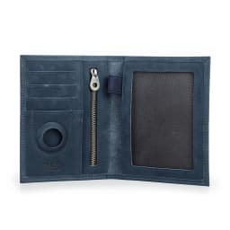 Genuine Cow Leather Passport Holder Travel Wallet with Airtag Case Anti-lost Pocket Pen Card Holder RFID Blocking Passport Cover