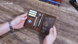 Genuine Cow Leather Passport Holder Travel Wallet with Airtag Case Anti-lost Pocket Pen Card Holder RFID Blocking Passport Cover
