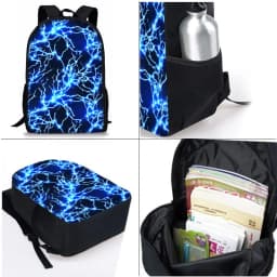 Thunder and Lightning Three Piece Backpacks Set for Boy and Girls Best Gifts 2D Flat Cartoon School Backpack for Children