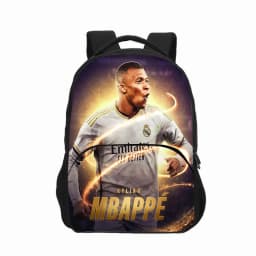 3pcs Set M-Mbappes School Bag Football Sports Backpack with Shoulder Bags Pencil Bags Star Player School Rucksack for Best Gift