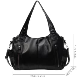 Women's Vintage Sturdy Wear-Resistant Tote Bag Large Capacity Multi-Pocket Leather Shoulder Crossbody Handbag for Daily Commute