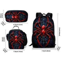 Red Spider Three Piece Backpack Set For Boy And Girls Best Gifts 2D Flat Cartoon School Backpack For Children
