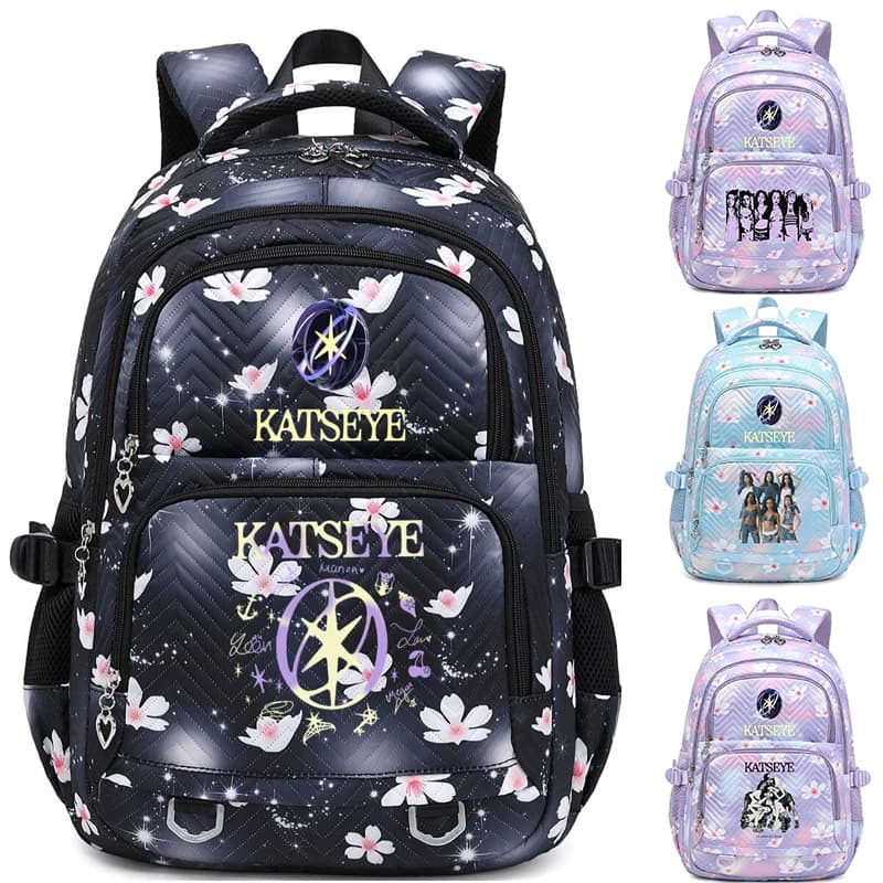 Aesthetics Style Katseye Backpacks for Girls Fashion Kpop Girl Group Katseye Korean Ulzzang Rucksack Waterproof Laptop Back Pack