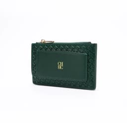 CH Embossed PU Leather Card Holder Women Zipper Coin Purse Slim ID Credit Card Wallet Small Clutch Bag