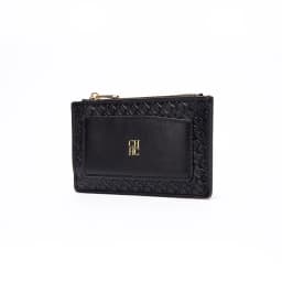 CH Embossed PU Leather Card Holder Women Zipper Coin Purse Slim ID Credit Card Wallet Small Clutch Bag