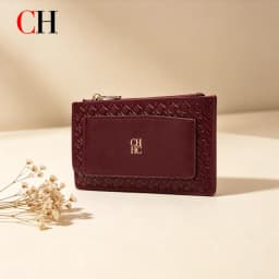 CH Embossed PU Leather Card Holder Women Zipper Coin Purse Slim ID Credit Card Wallet Small Clutch Bag
