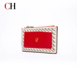 CH Embossed PU Leather Card Holder Women Zipper Coin Purse Slim ID Credit Card Wallet Small Clutch Bag