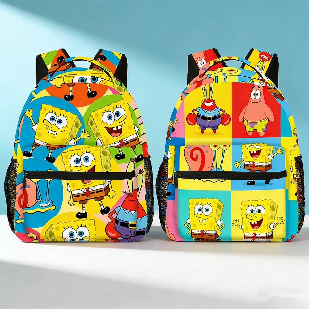 Anime SpongeBob SquarePants Backpack, Cartoon Patrick Gary Print School Bookbag, Portable Lightweight Travel Bag for Picnic