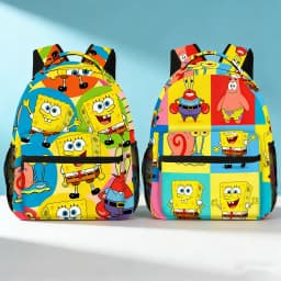 Anime SpongeBob SquarePants Backpack, Cartoon Patrick Gary Print School Bookbag, Portable Lightweight Travel Bag for Picnic