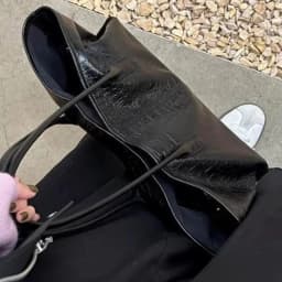 Retro Black Tote Bag Women Faux Crocodile Embossed Leather Large Capacity Shoulder Bag Ladies Fashion Commute Versatile Handbag